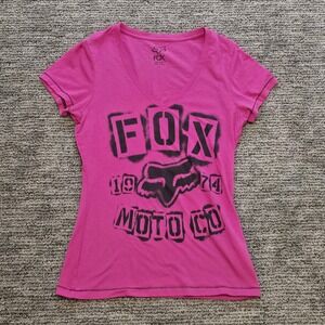 Fox Racing Womens Shirt Moto Co 1974  USA Y2K Style Biker Rare Size XS Pink